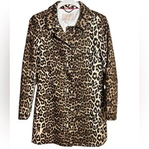 Banana Republic Women’s Honey Gold Leopard Print Coat Snap Front Lined Size XS